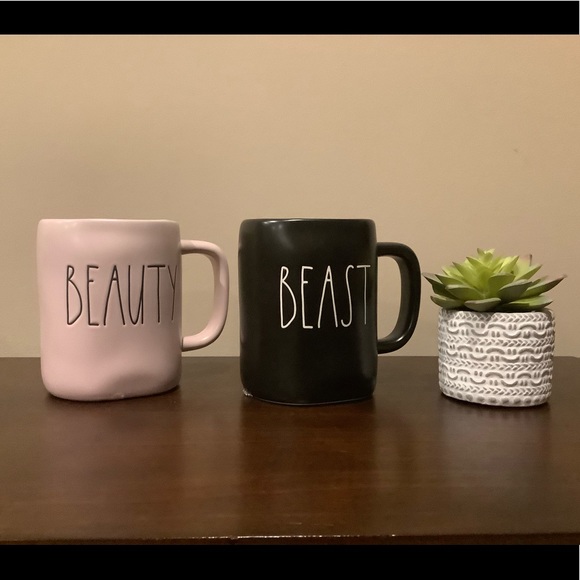 Rae Dunn Other - Rae Dunn Pink BEAUTY & Black BEAST Mugs
